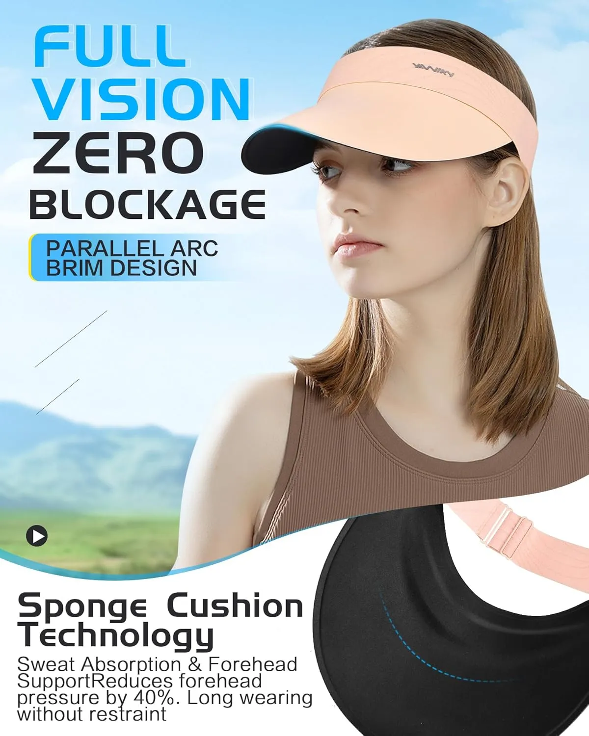 Sun Visor Hats for Women/Men Sun Protection UPF 50  Lightweight Sport Hats Adjustable Empty Top Cap Ponytail Cap