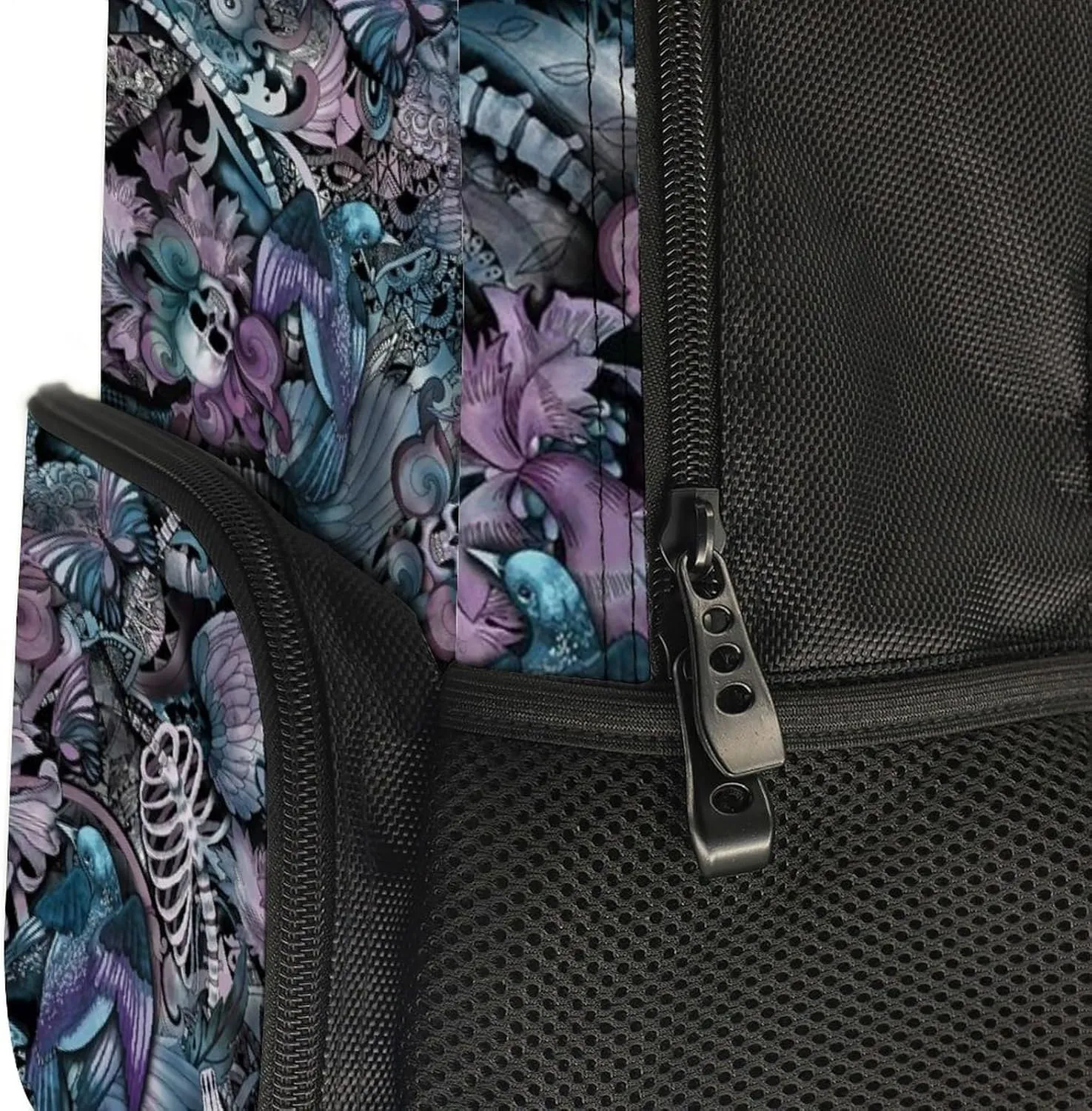 Supdreamc Men & Women Durable Polyester Day of The Dead Skull Skeleton Art Backpack Large Capacity Bookbag With Smooth Zippers for Climbing Picnic Bicycle
