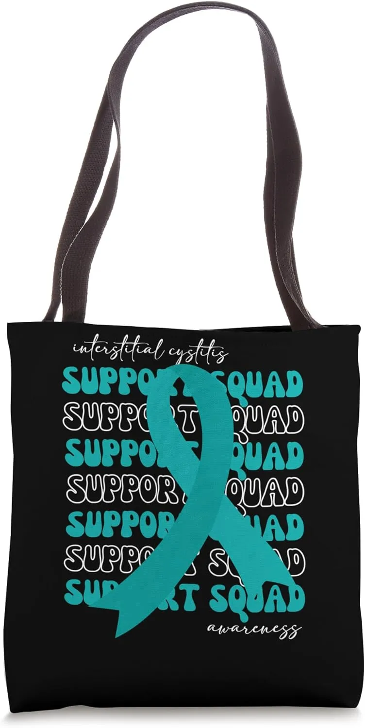 Support Squad Interstitial Cystitis Awareness Teal Ribbon Tote Bag