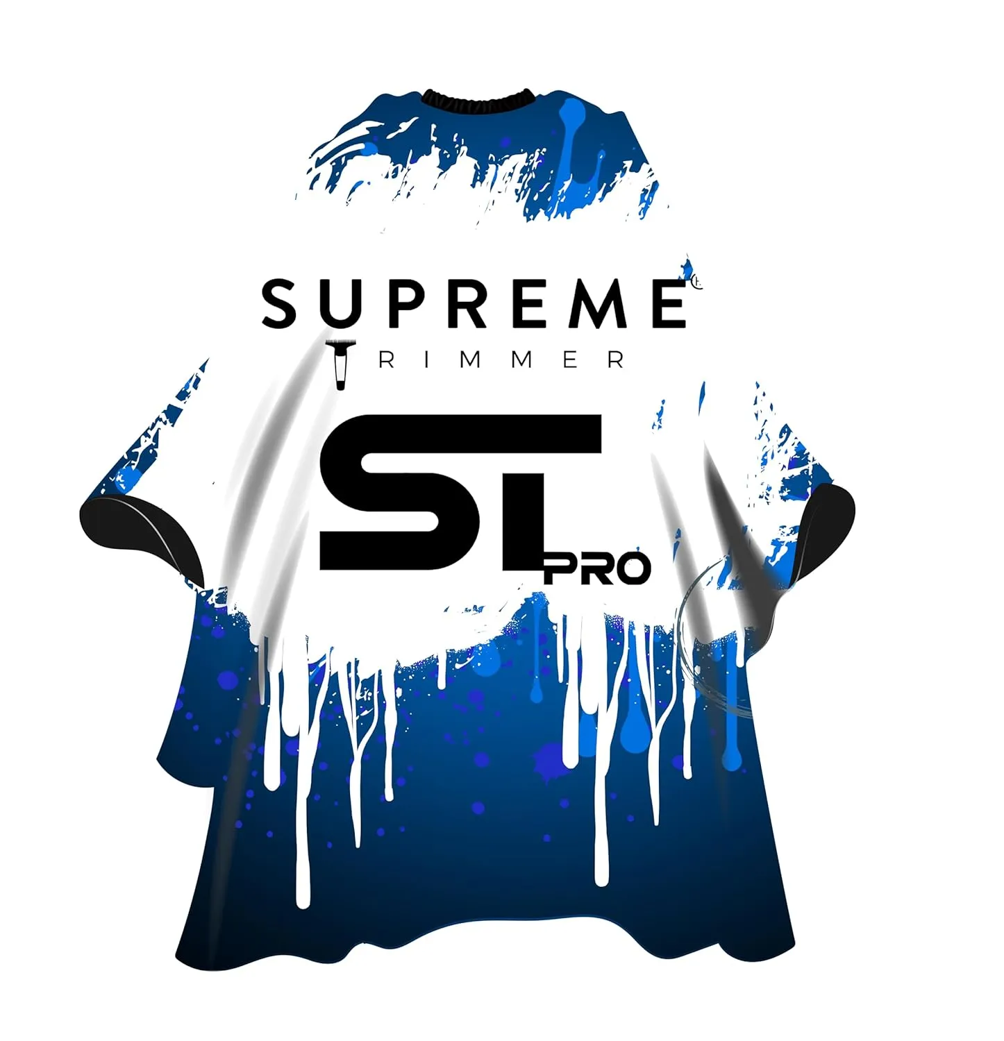 Supreme Trimmer Premium Barber Cape | Professional Hair Stylist Waterproof, Hook Closure Cape; Salon, Barber, or Home Use | Blue Neon