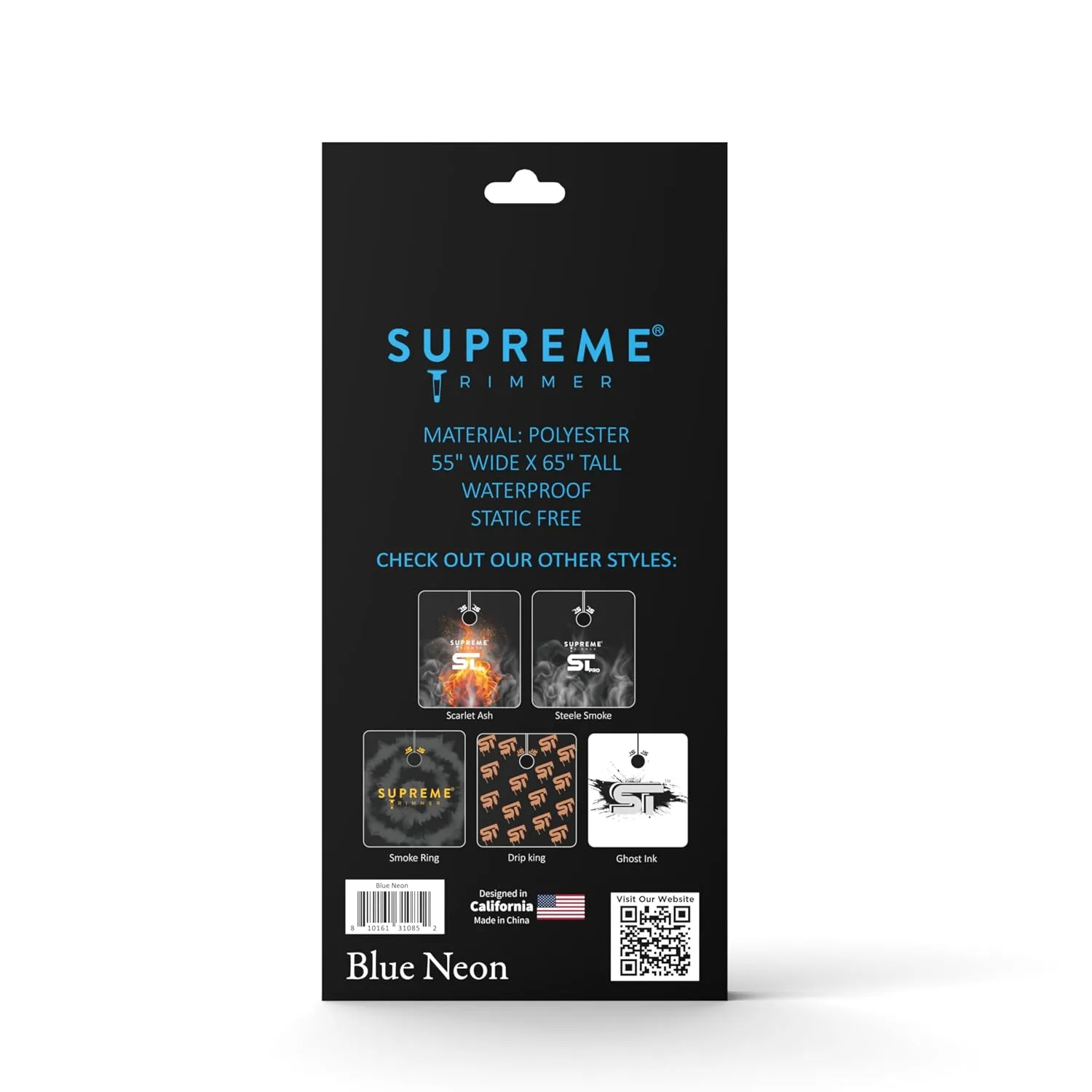 Supreme Trimmer Premium Barber Cape | Professional Hair Stylist Waterproof, Hook Closure Cape; Salon, Barber, or Home Use | Blue Neon