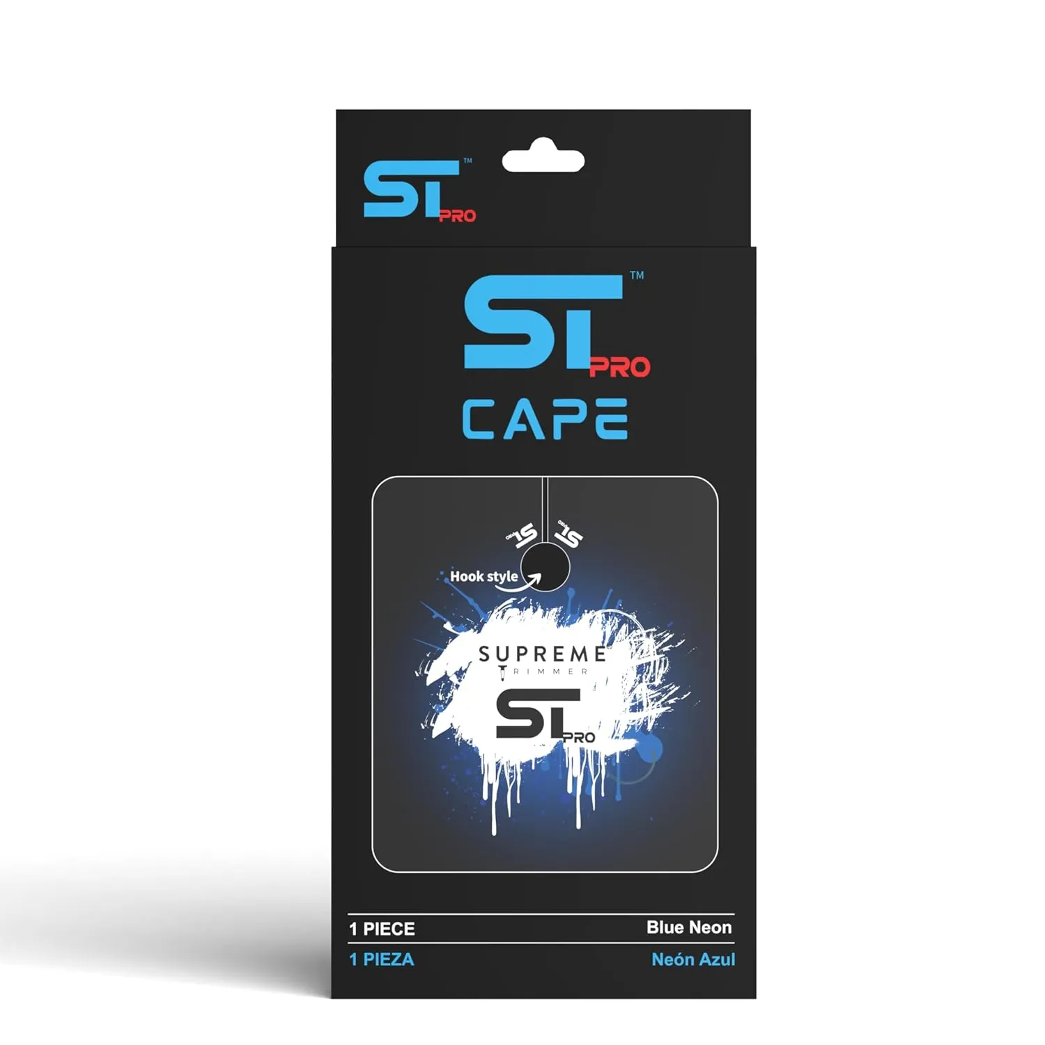 Supreme Trimmer Premium Barber Cape | Professional Hair Stylist Waterproof, Hook Closure Cape; Salon, Barber, or Home Use | Blue Neon