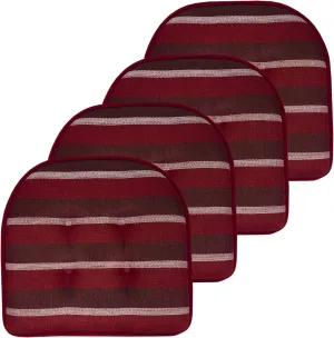 Sweet Home Collection Chair Cushion Memory Foam Pads Tufted Slip Non Skid Rubber Back U-Shaped 17" x 16" Seat Cover, 4 Count (Pack of 1), Bradford Burgundy