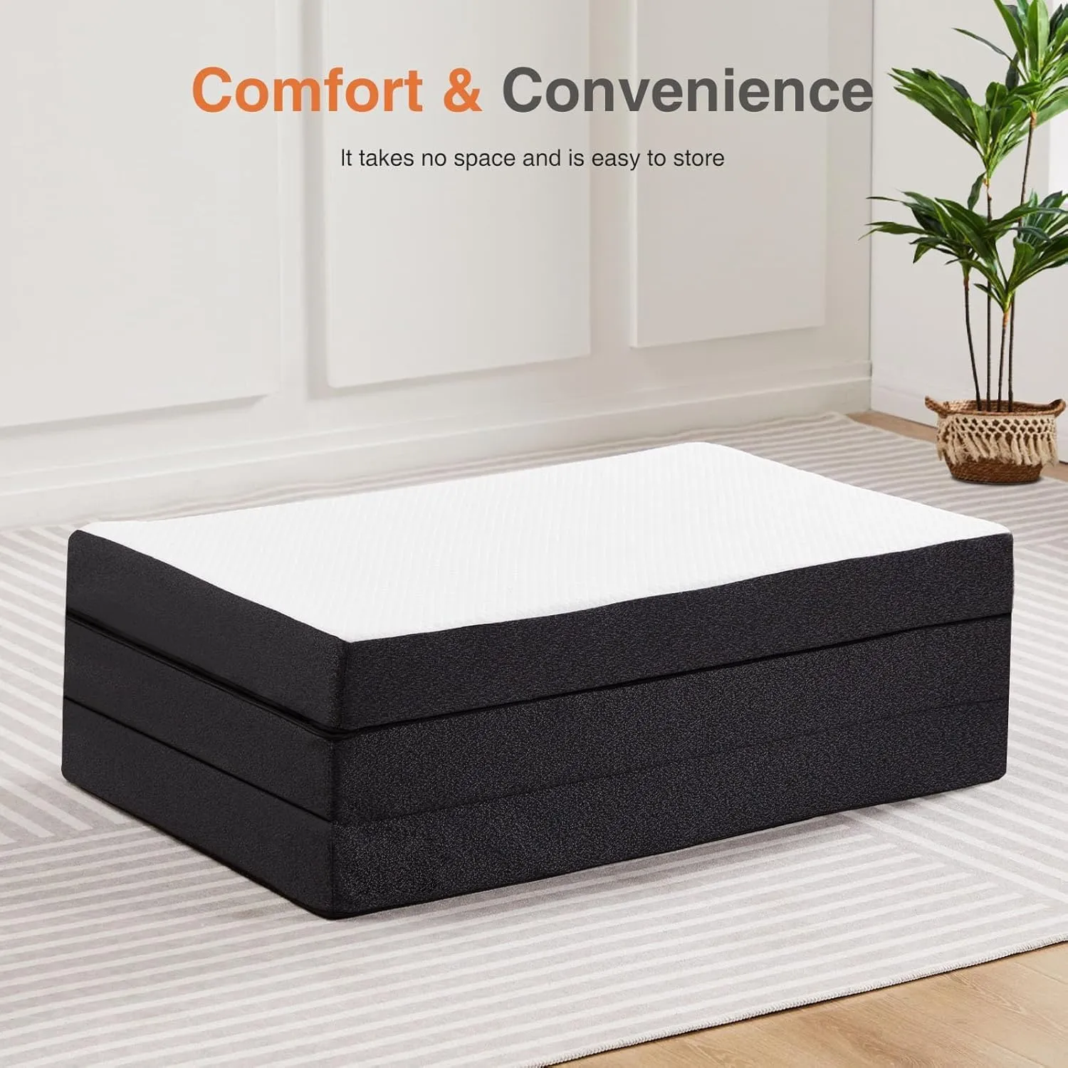 Sweetcrispy Folding Mattress, 4 inch Tri-fold Memory Foam Topper for Camping, Foldable Topper with Washable Cover, Guest - Twin Size