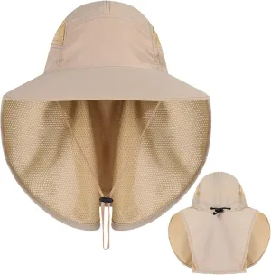 syeigh Sun Hat Summer Sun Hat for Women Men Breathale Mesh Bucket Hat with Neck Flap Outdoor Long Wide Brim Hiking Fishing