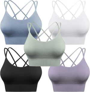 Sykooria 3 Pack Strappy Sports Bra for Women Sexy Crisscross for Yoga Running Athletic Gym Workout Fitness Tank Tops