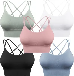 Sykooria 3 Pack Strappy Sports Bra for Women Sexy Crisscross for Yoga Running Athletic Gym Workout Fitness Tank Tops