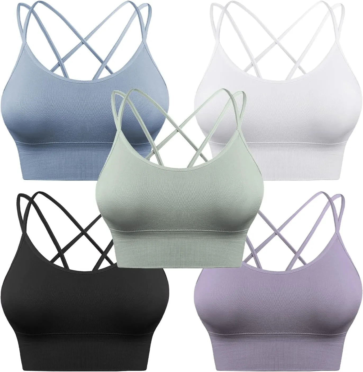 Sykooria 3 Pack Strappy Sports Bra for Women Sexy Crisscross for Yoga Running Athletic Gym Workout Fitness Tank Tops