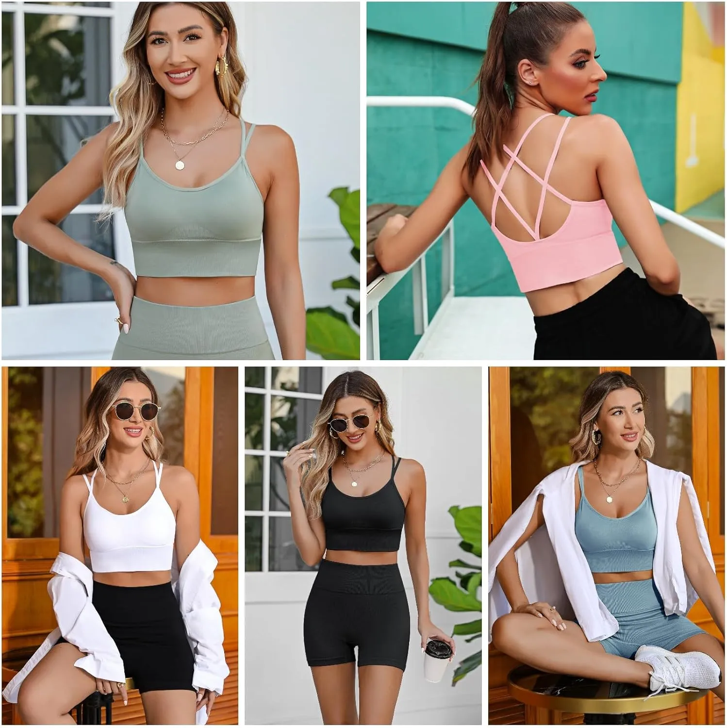 Sykooria 3 Pack Strappy Sports Bra for Women Sexy Crisscross for Yoga Running Athletic Gym Workout Fitness Tank Tops
