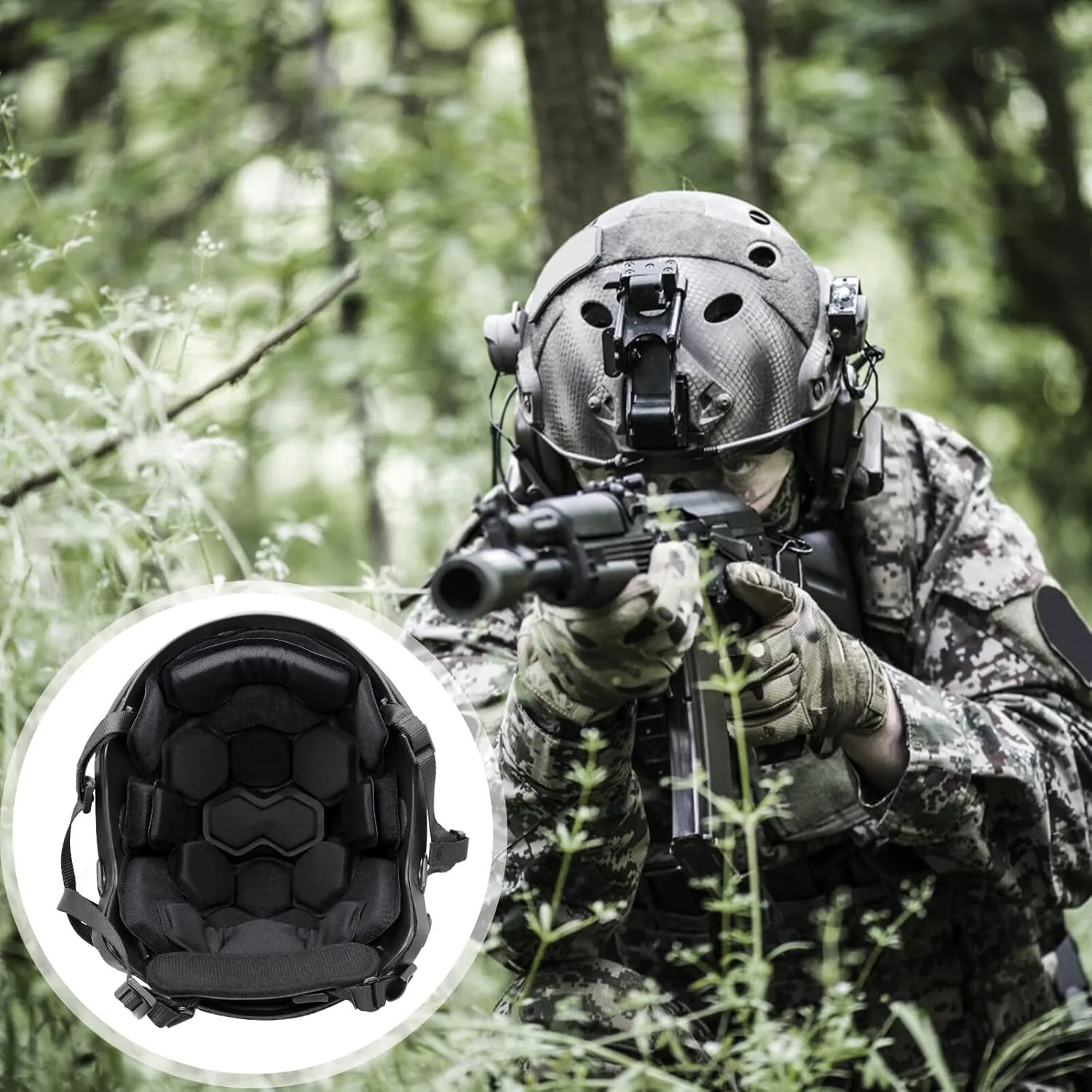 Tactical Airsoft Helmet Pads Internal Memory Foam Foam Protective Cushion Buffer Pad Protection Mat Accessories Liner System for Fast MT MICH IBH AF ACH Helmet