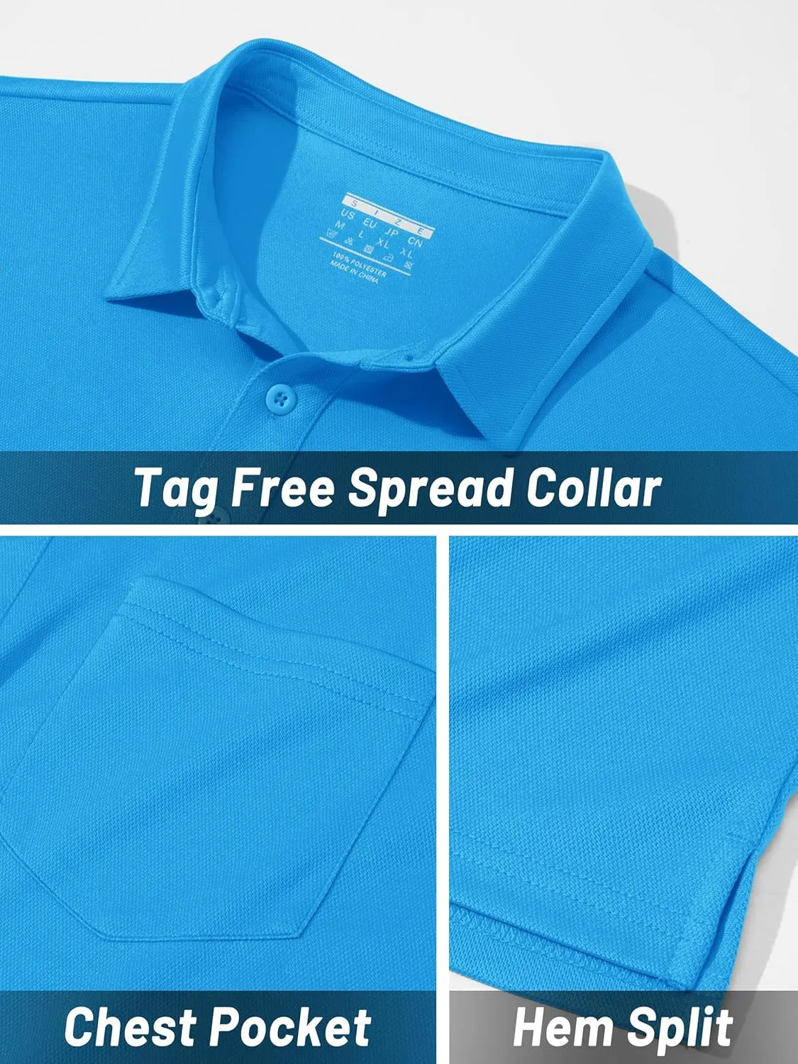 TACVASEN Polo Shirts for Men with Pocket Short Sleeve Lightweight Quick Dry Hiking Golf Fishing