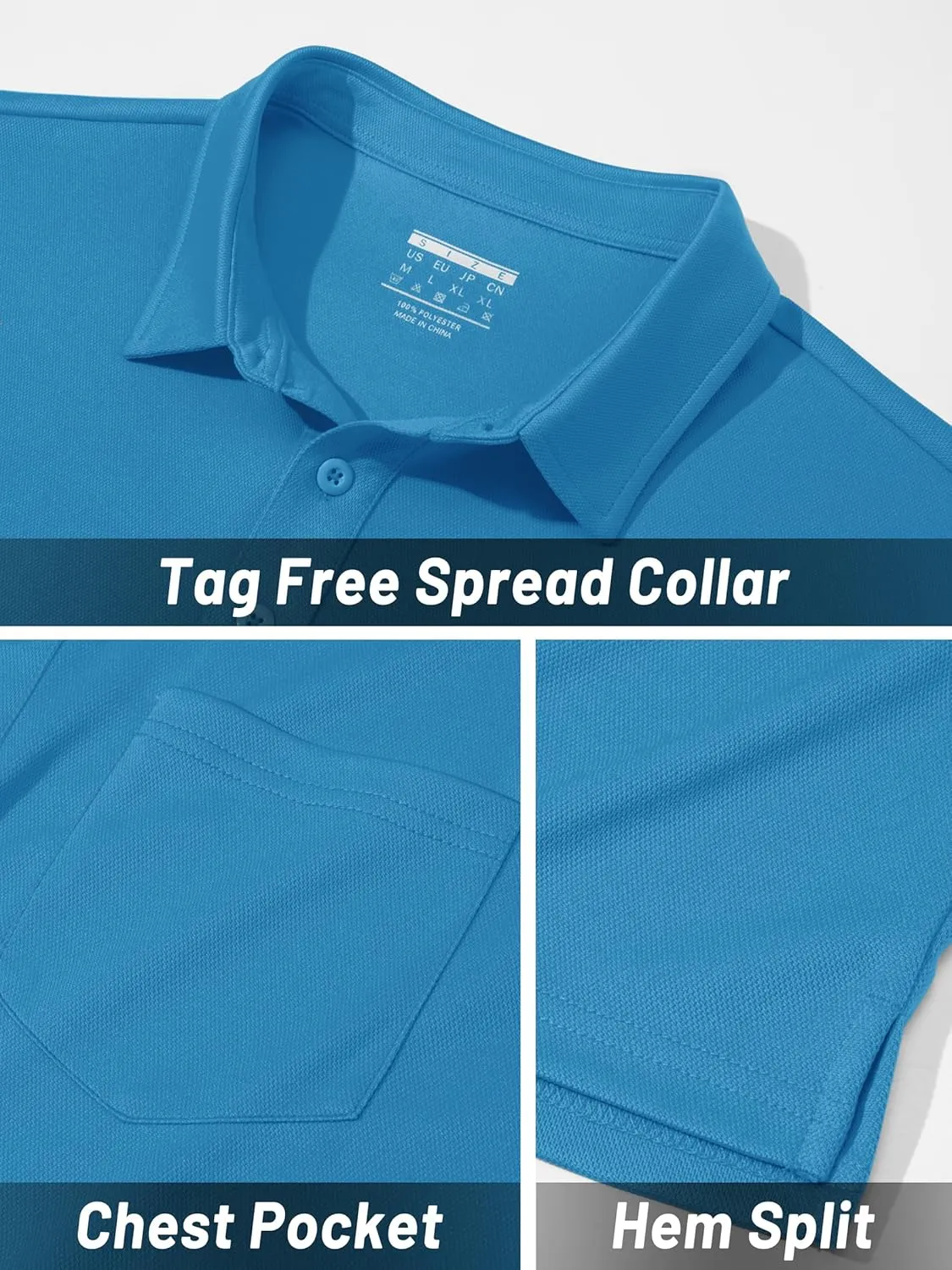 TACVASEN Polo Shirts for Men with Pocket Short Sleeve Lightweight Quick Dry Hiking Golf Fishing