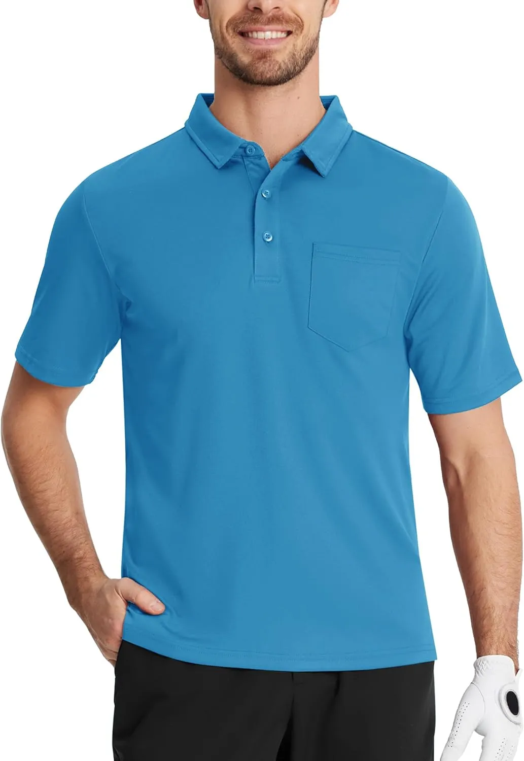 TACVASEN Polo Shirts for Men with Pocket Short Sleeve Lightweight Quick Dry Hiking Golf Fishing