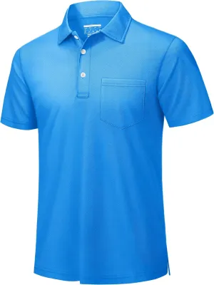 TACVASEN Polo Shirts for Men with Pocket Short Sleeve Lightweight Quick Dry Hiking Golf Fishing
