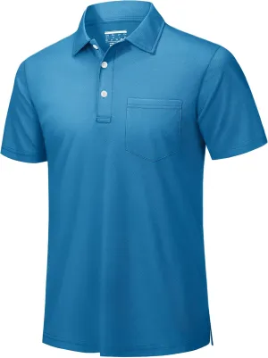 TACVASEN Polo Shirts for Men with Pocket Short Sleeve Lightweight Quick Dry Hiking Golf Fishing