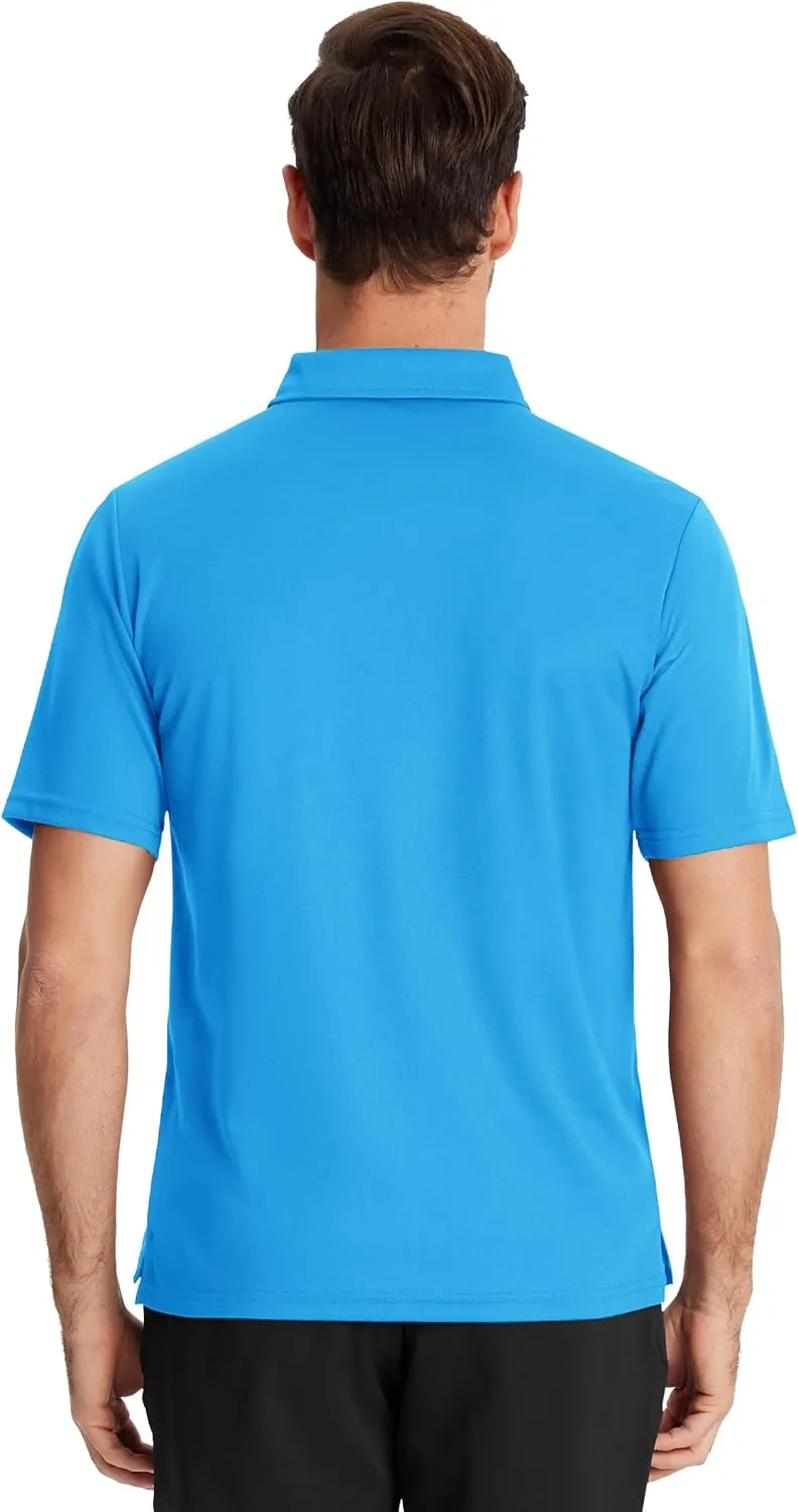 TACVASEN Polo Shirts for Men with Pocket Short Sleeve Lightweight Quick Dry Hiking Golf Fishing