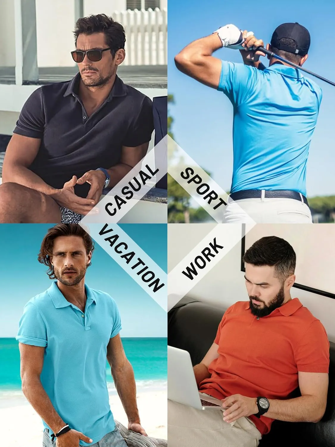 TACVASEN Polo Shirts for Men with Pocket Short Sleeve Lightweight Quick Dry Hiking Golf Fishing