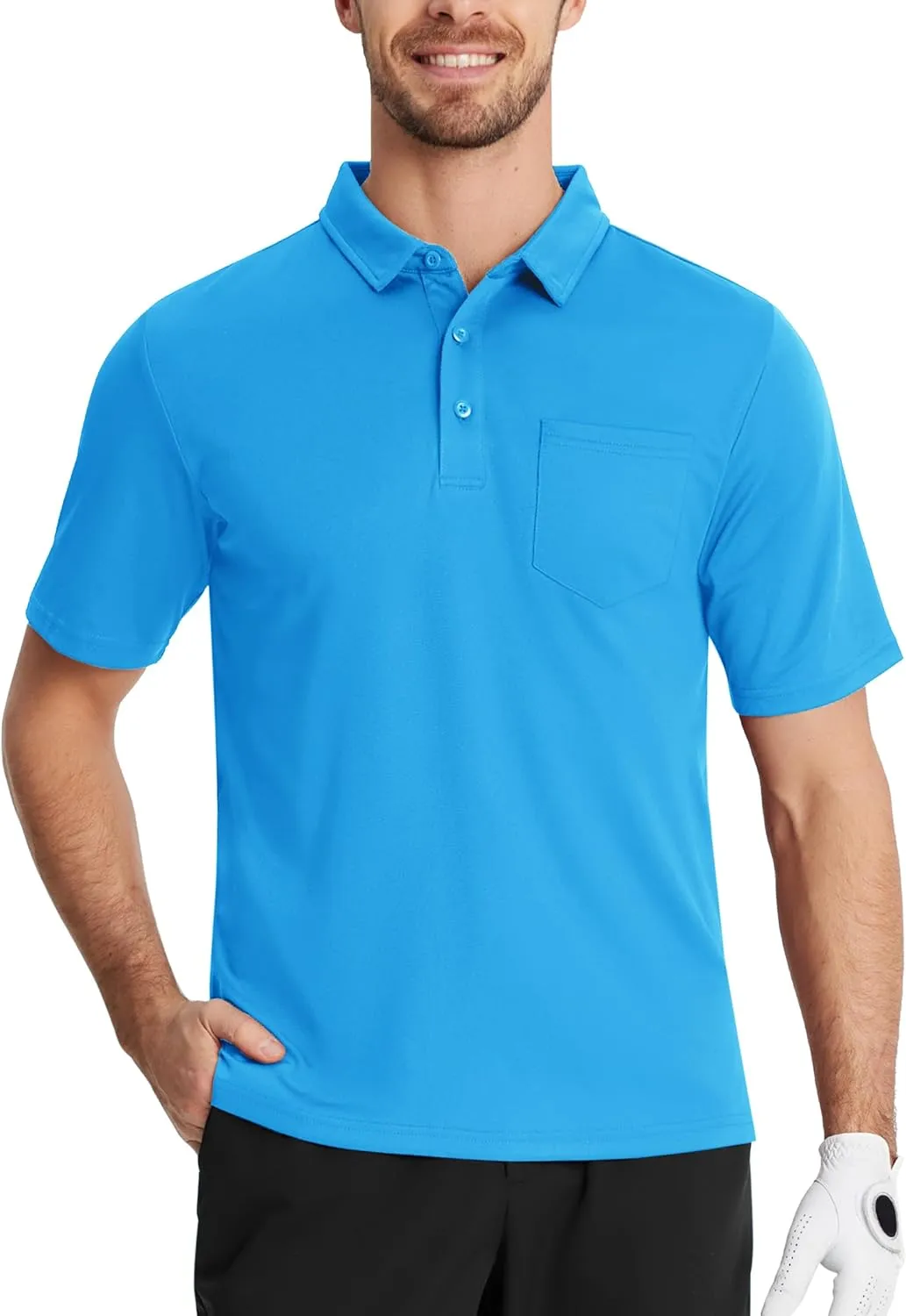 TACVASEN Polo Shirts for Men with Pocket Short Sleeve Lightweight Quick Dry Hiking Golf Fishing