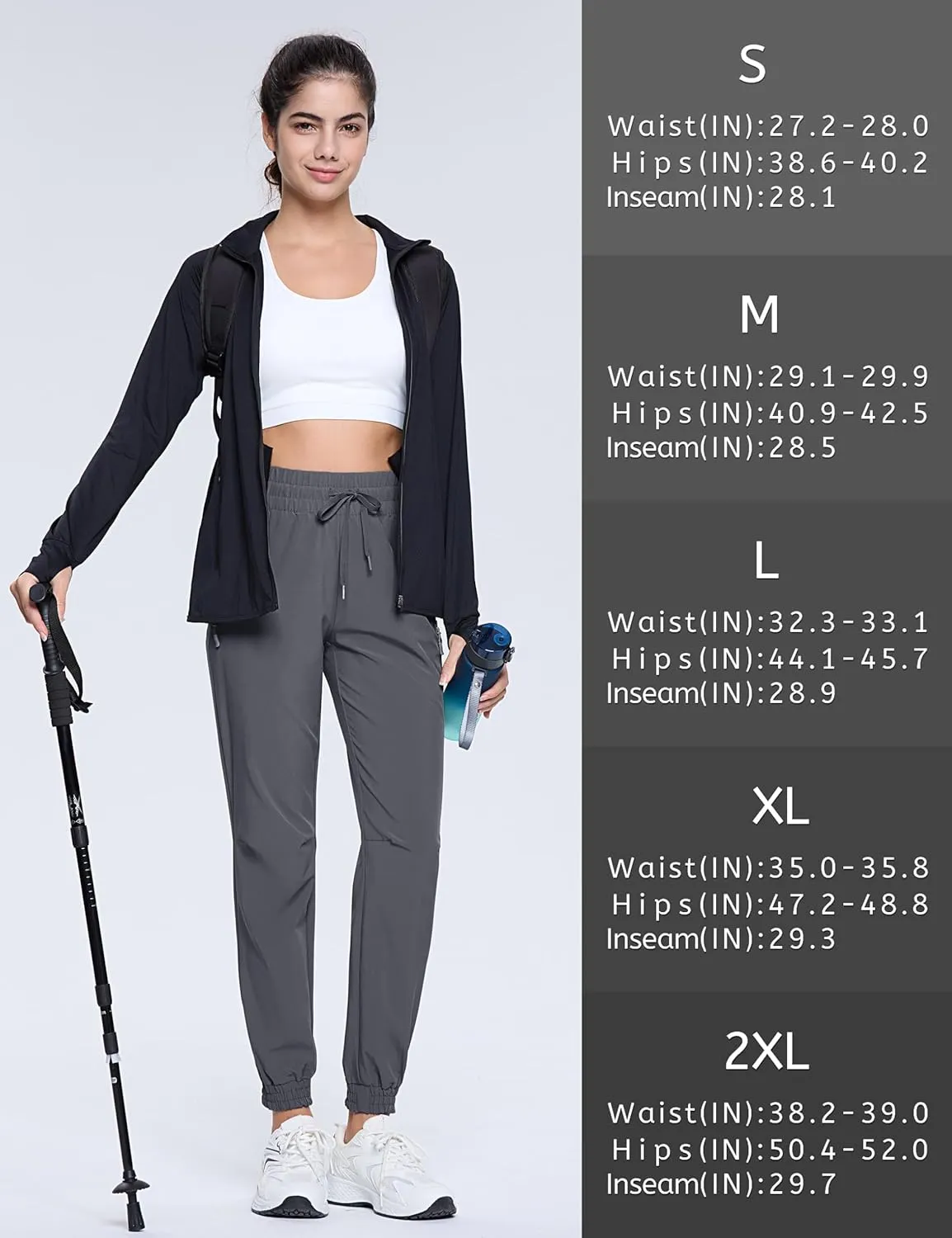 TACVASEN Women's Joggers Lightweight Quick Dry Hiking Pants with Pockets Athletic Travel Workout Summer Water Resistant