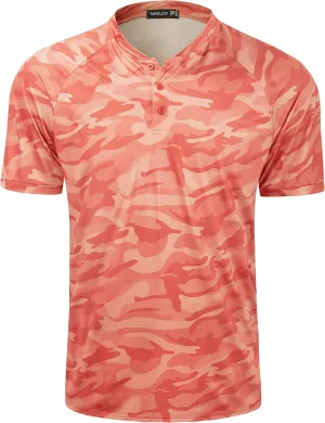 TAPULCO Mens Collarless Golf Shirts Short Sleeve Dry Fit Stretch Casual Breathable Lightweight Tshirts