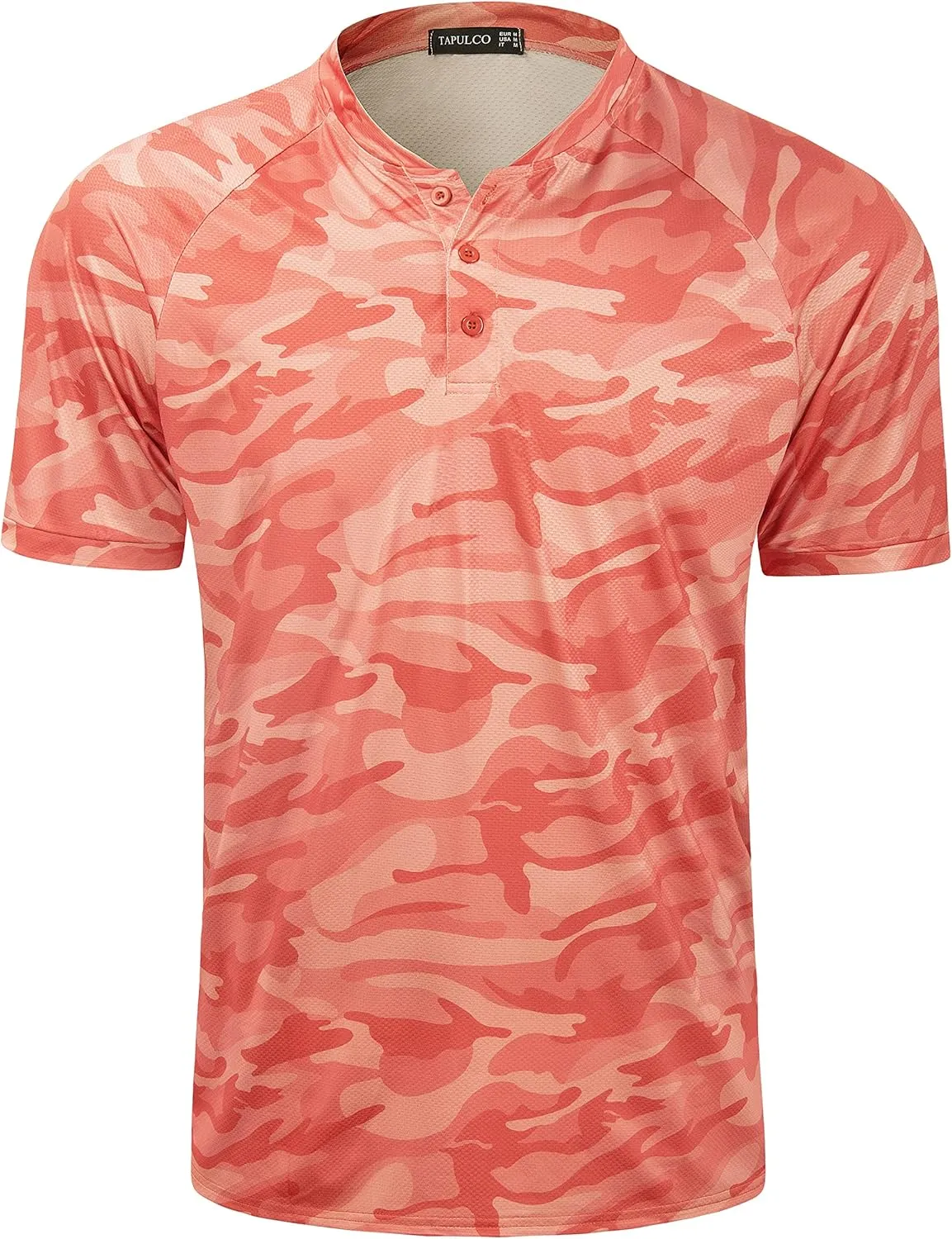 TAPULCO Mens Collarless Golf Shirts Short Sleeve Dry Fit Stretch Casual Breathable Lightweight Tshirts