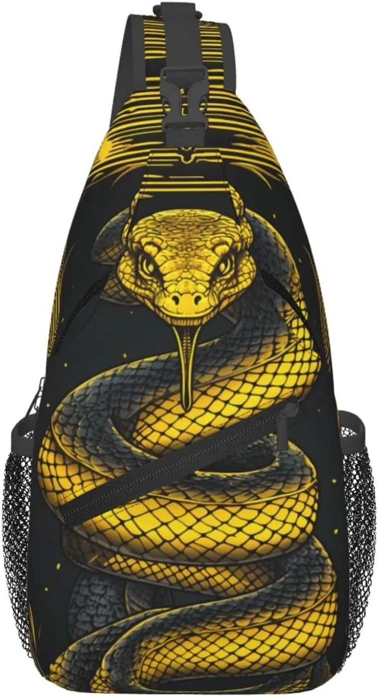 Terrifying Snake Outdoor Crossbody Shoulder Bag For Unisex Young Adult Hiking Bicycling