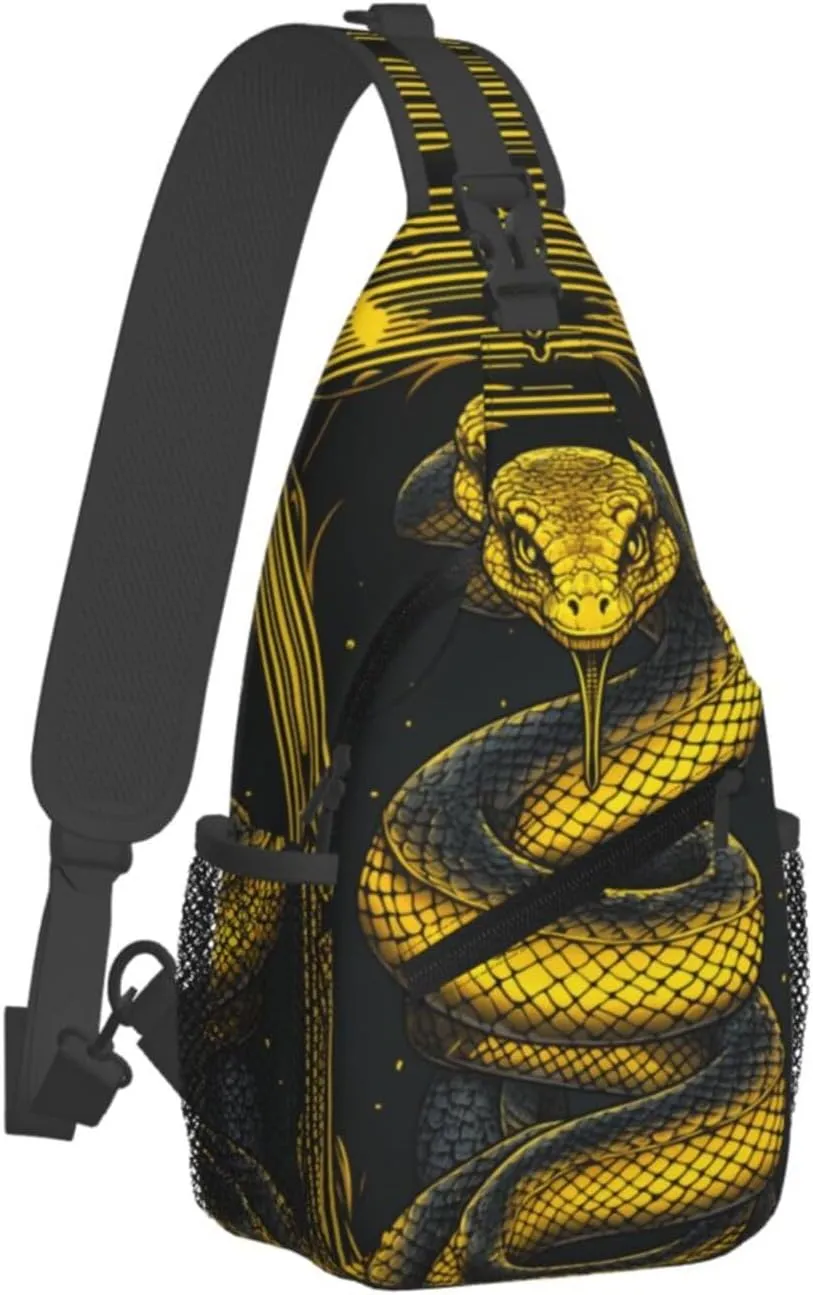 Terrifying Snake Outdoor Crossbody Shoulder Bag For Unisex Young Adult Hiking Bicycling