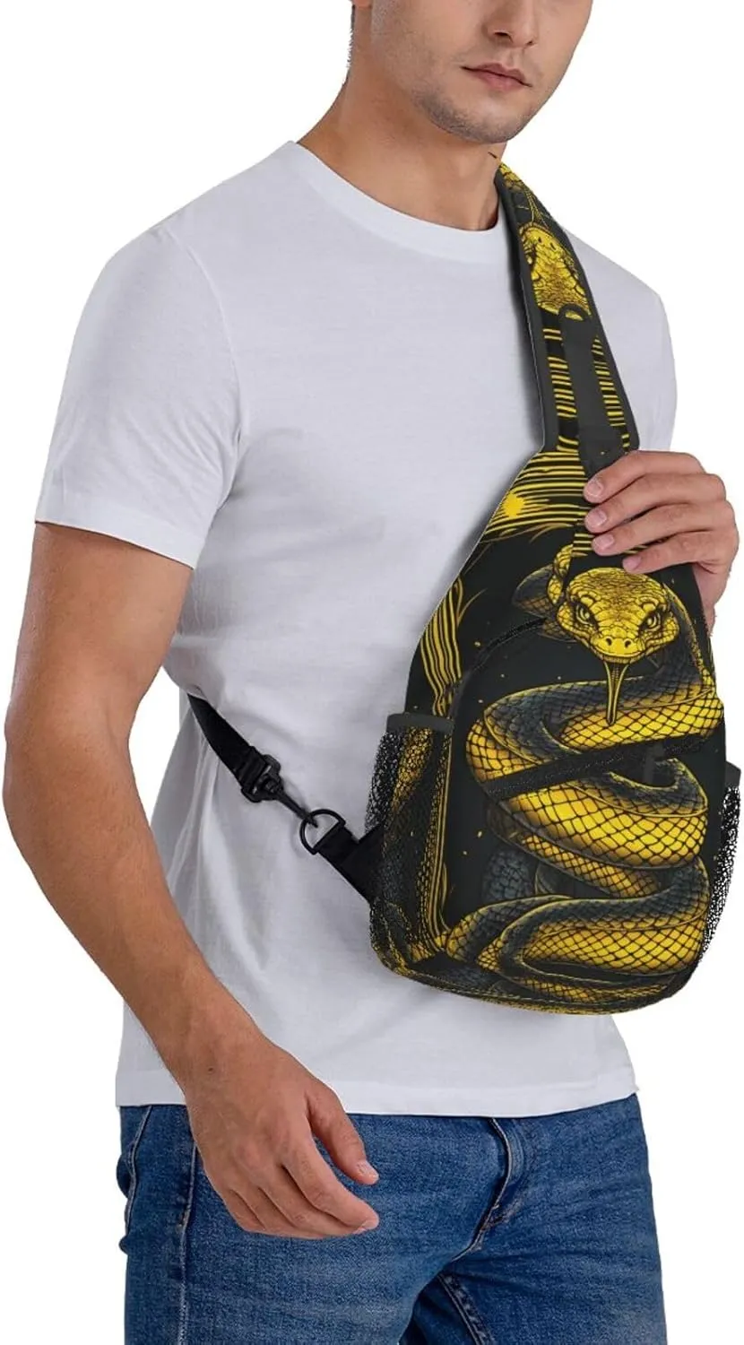 Terrifying Snake Outdoor Crossbody Shoulder Bag For Unisex Young Adult Hiking Bicycling