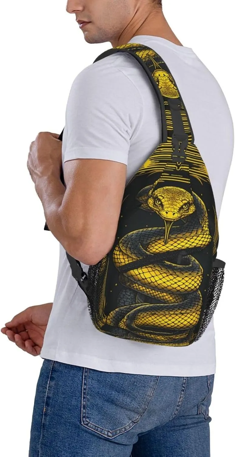 Terrifying Snake Outdoor Crossbody Shoulder Bag For Unisex Young Adult Hiking Bicycling