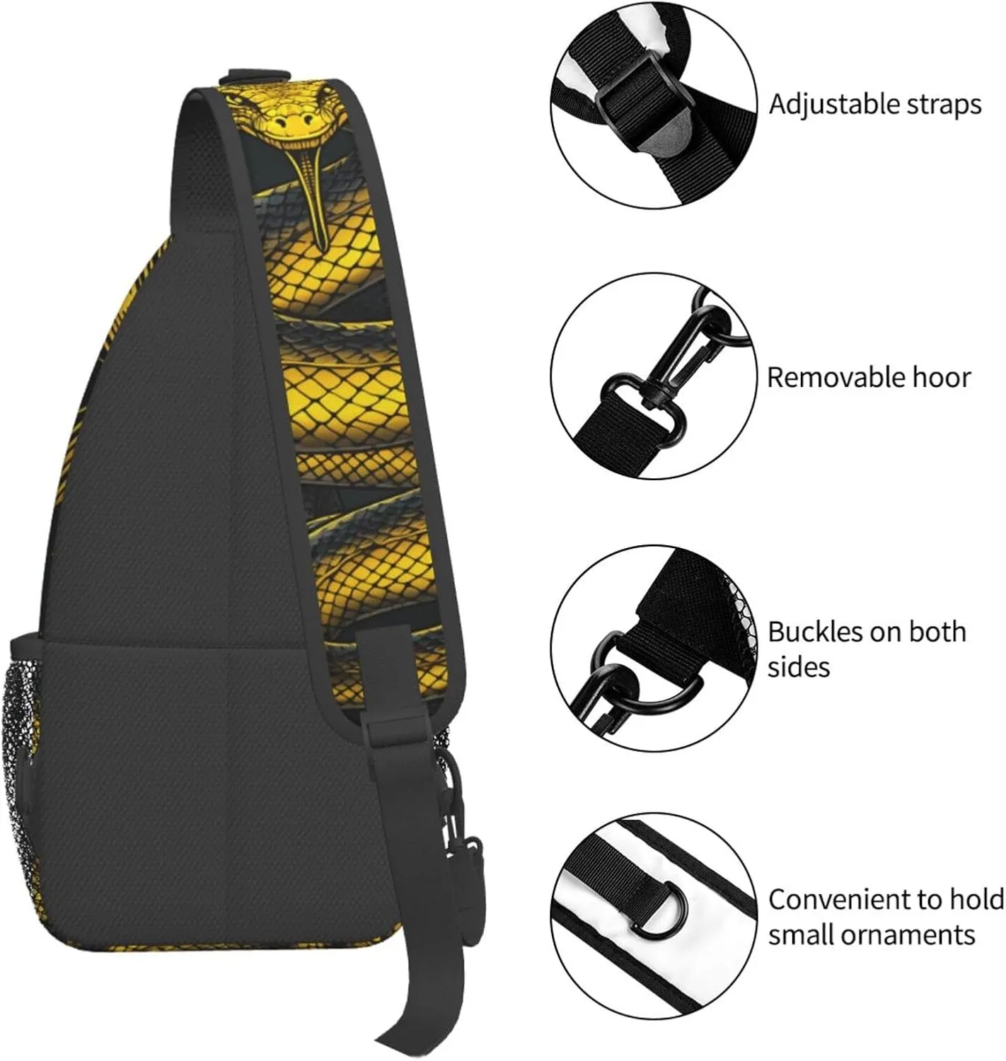 Terrifying Snake Outdoor Crossbody Shoulder Bag For Unisex Young Adult Hiking Bicycling