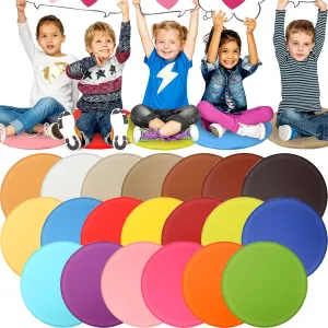 Timgle 20 Pcs Round Floor Cushion for Kid and Toddler 13" Flexible Floor Seating Portable Circle Chair Pad for Home School Classroom Daycare Kindergarten Story Time Activity, 20 Colors (Bright Color)