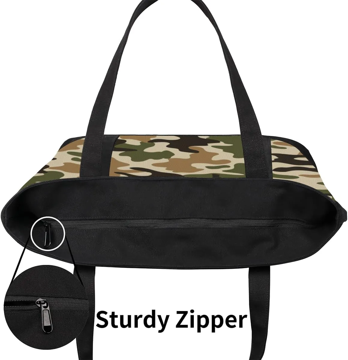 Tote Bag for Women Canvas Shoulder Bag Large Casual Handbag Lightweight Tote Bag with Zipper for Work Travel Shopping
