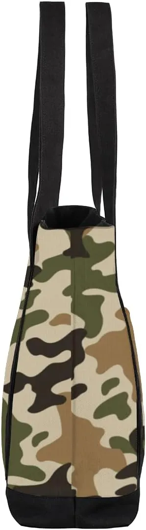 Tote Bag for Women Canvas Shoulder Bag Large Casual Handbag Lightweight Tote Bag with Zipper for Work Travel Shopping