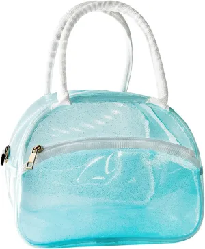 TotePrint 1 Pcs Clear Pink Glitter Jelly Toiletry Bag Waterproof Travel Toiletry Bag with Zipper and Handle Cosmetic Bag