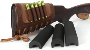 TOURBON Rifle Buttstock Shell Holder Cartridge Pouch Gun Stock Cheek Rest 3 Eva Foam Pad (Cheek Rest with Eva Pad), Brown