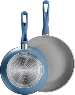Tramontina 10 & 12-Inch Ceramic Non Stick Frying Pan Set, Heavy-Gauge Aluminum Skillet with Nonstick Coating, Dishwasher and Oven Safe (Blue, 2-Pack)