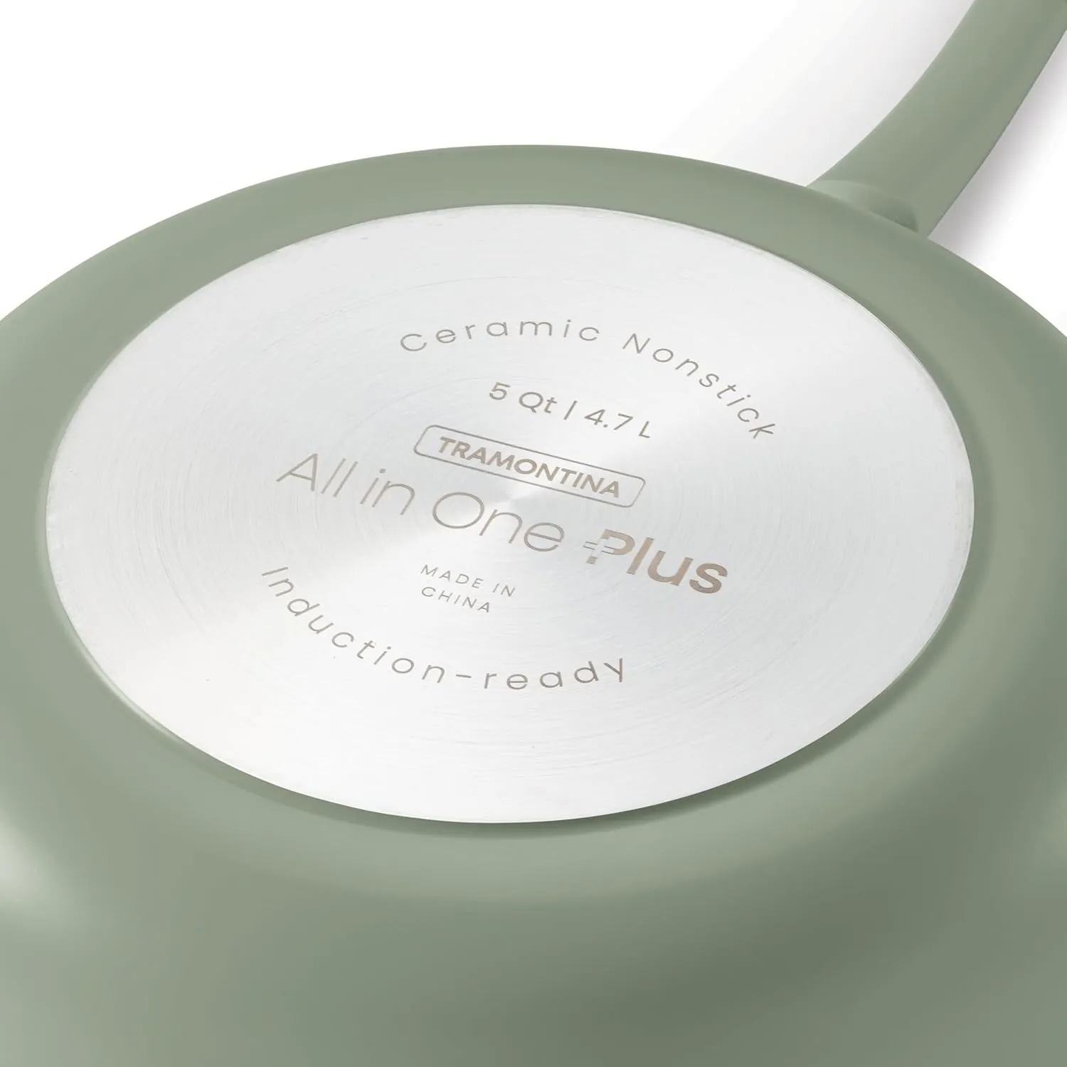 Tramontina Vue All-in-One Plus Pan Set, 5-Quart Ceramic Non Stick Cooking Pan with Glass Lid, Steamer Insert, Beechwood Utensils, Splatter Screen, Pot Holder, Green
