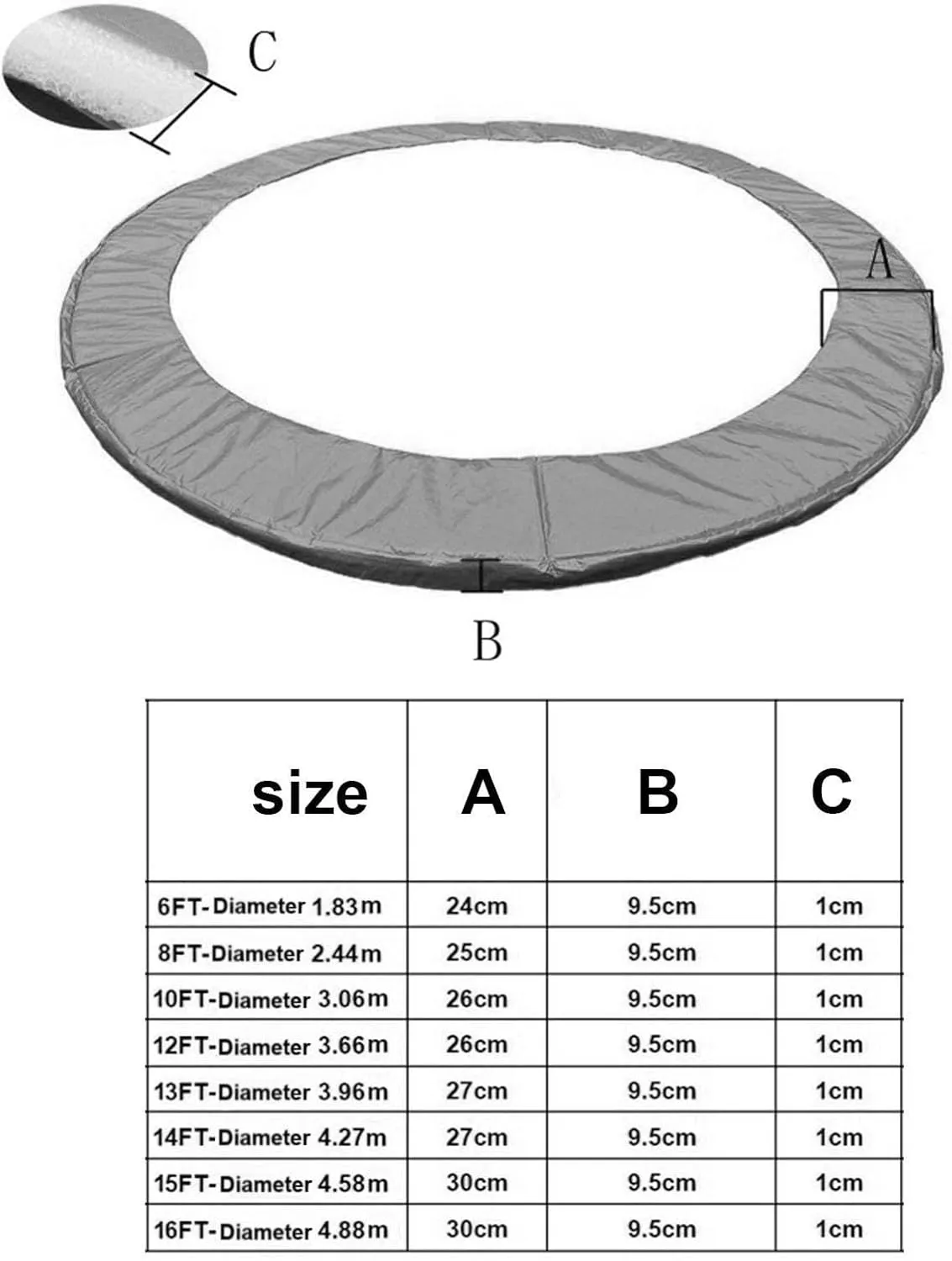 Trampoline Pad Round Frame Spring Protection Cover Thick Tear Resistant Trampoline Spring Cover Trampoline Accessories