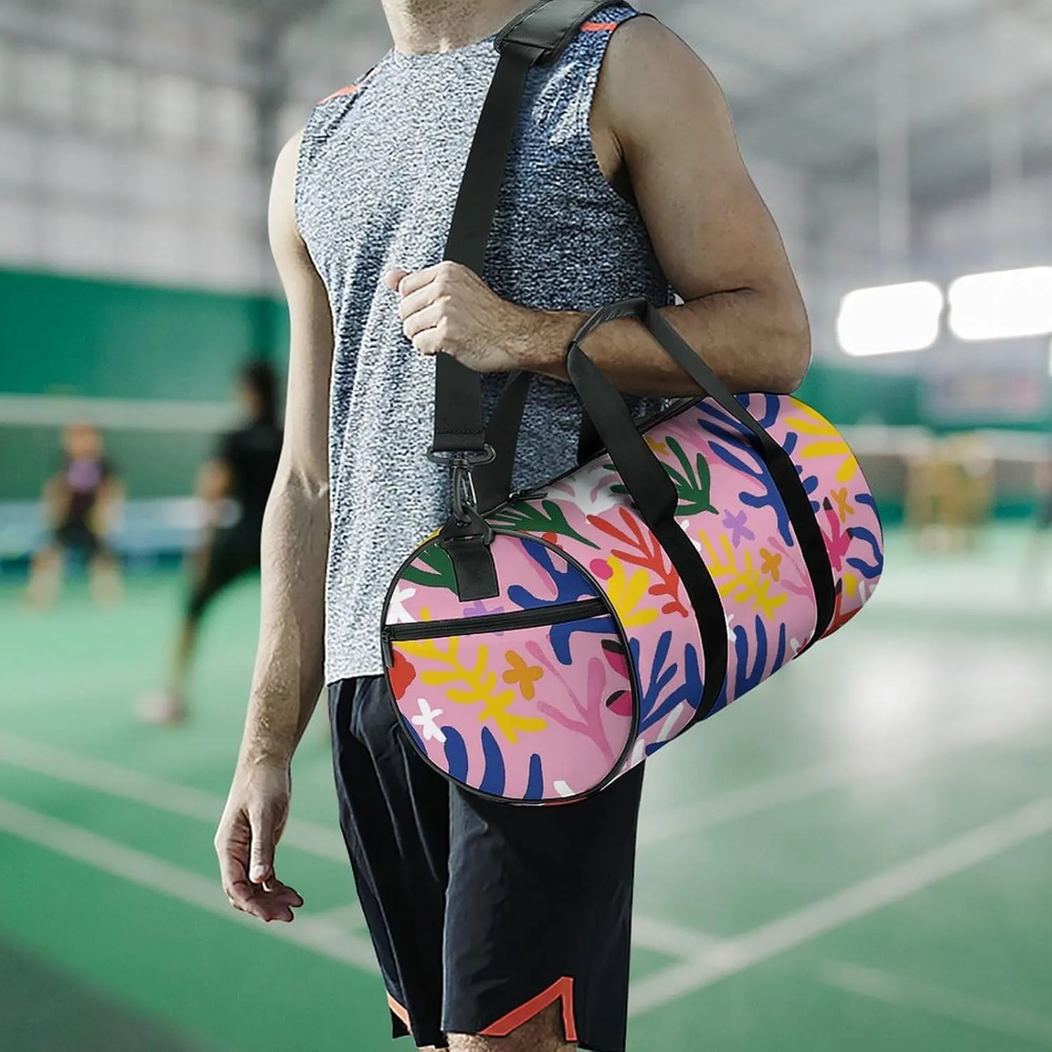 Travel Duffel Bag for Men And Women,Bright Floral Pattern Waterproof Sports Fitness Bag Portable Travel Duffel Bag