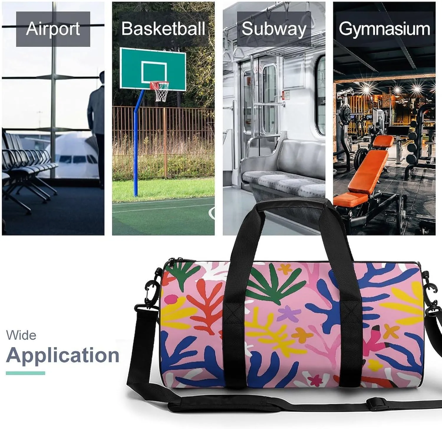 Travel Duffel Bag for Men And Women,Bright Floral Pattern Waterproof Sports Fitness Bag Portable Travel Duffel Bag