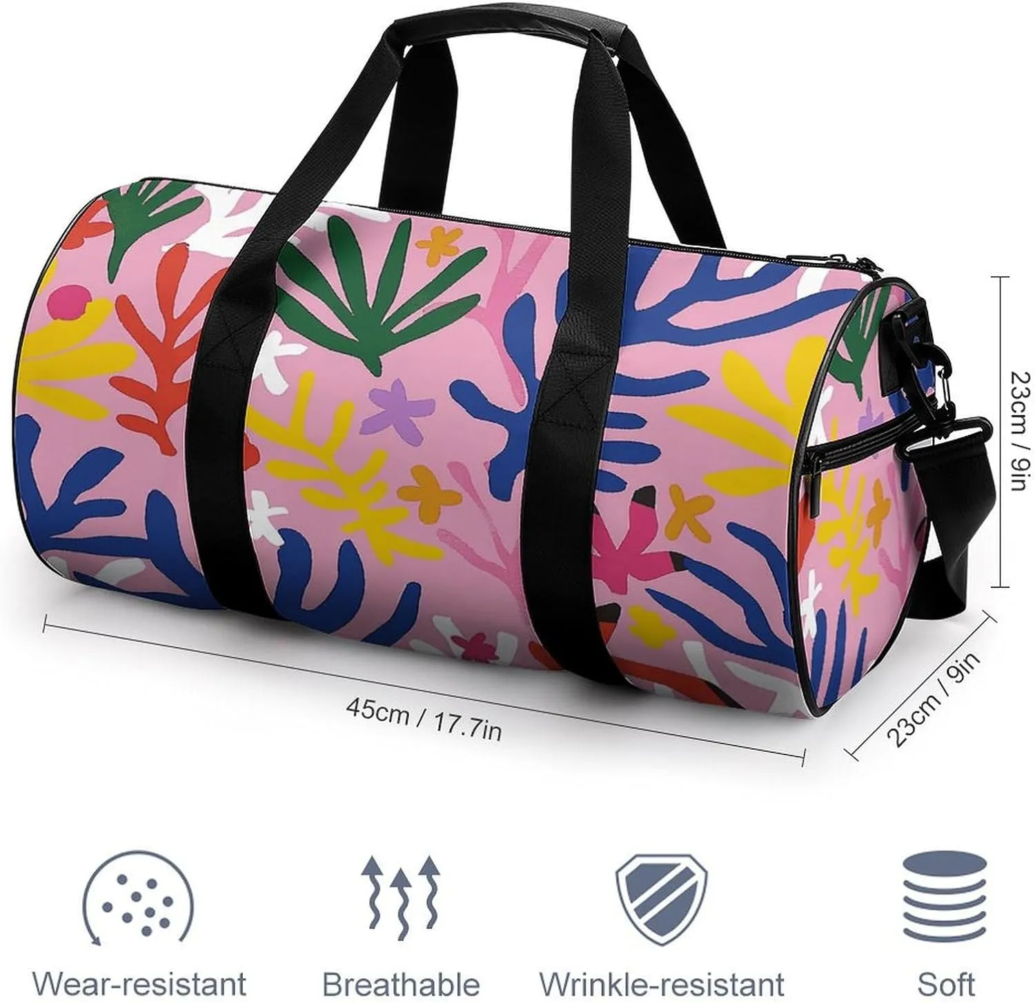 Travel Duffel Bag for Men And Women,Bright Floral Pattern Waterproof Sports Fitness Bag Portable Travel Duffel Bag