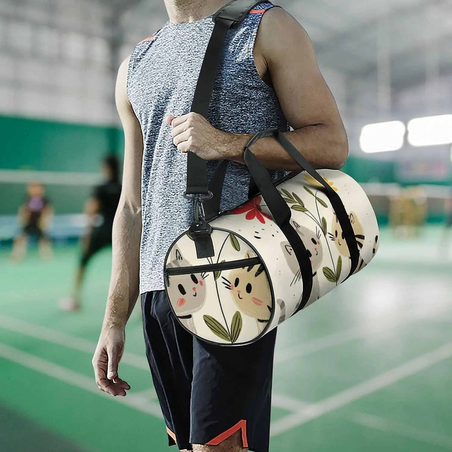 Travel Duffel Bag for Men And Women,Draw Two Cats Waterproof Sports Fitness Bag Portable Travel Duffel Bag