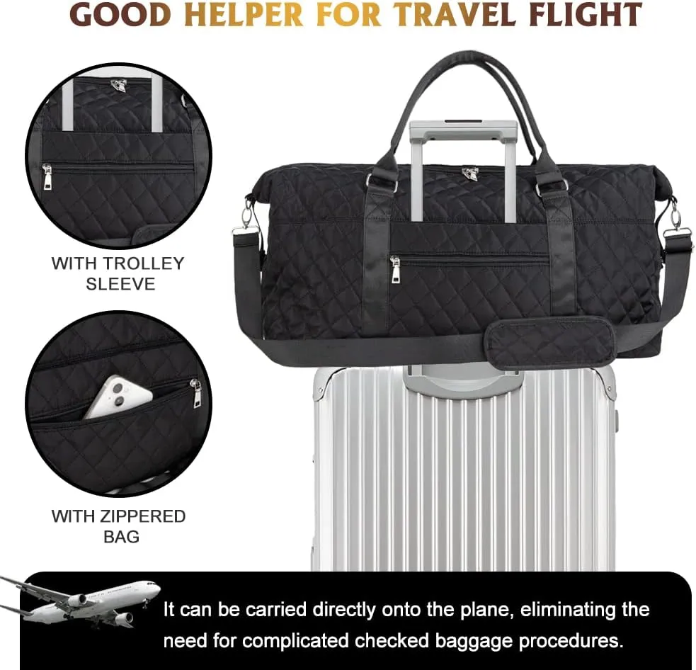 Travel Duffel Bag for Women, Large Overnight Weekender with Adjustable Strap, Wet Pocket, Carry On Sports Tote, Hospital Bag
