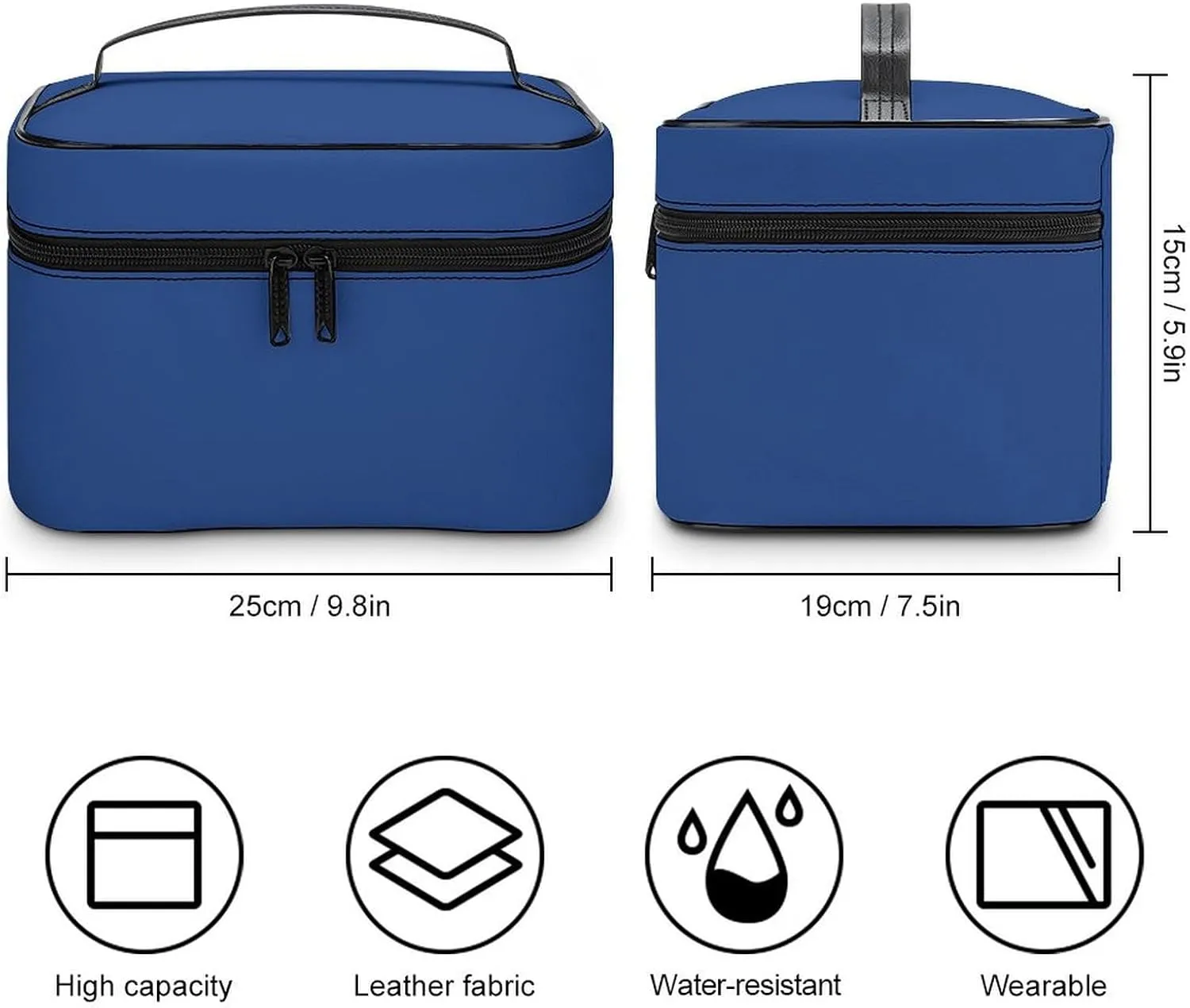 Travel Makeup Bag, Deep Blue Cosmetic Bags for Women Large Capacity Waterproof Toiletry Bag Make up Organizer