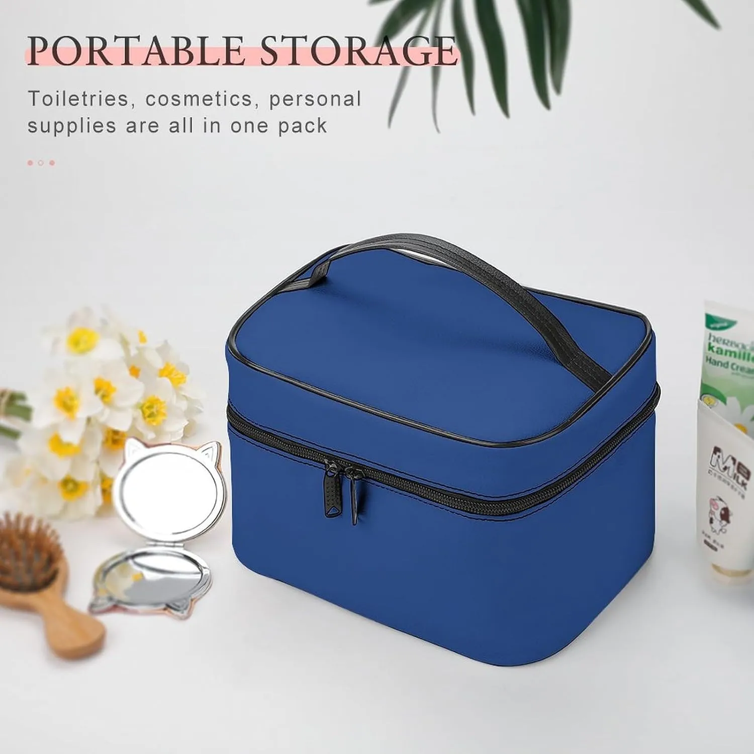 Travel Makeup Bag, Deep Blue Cosmetic Bags for Women Large Capacity Waterproof Toiletry Bag Make up Organizer