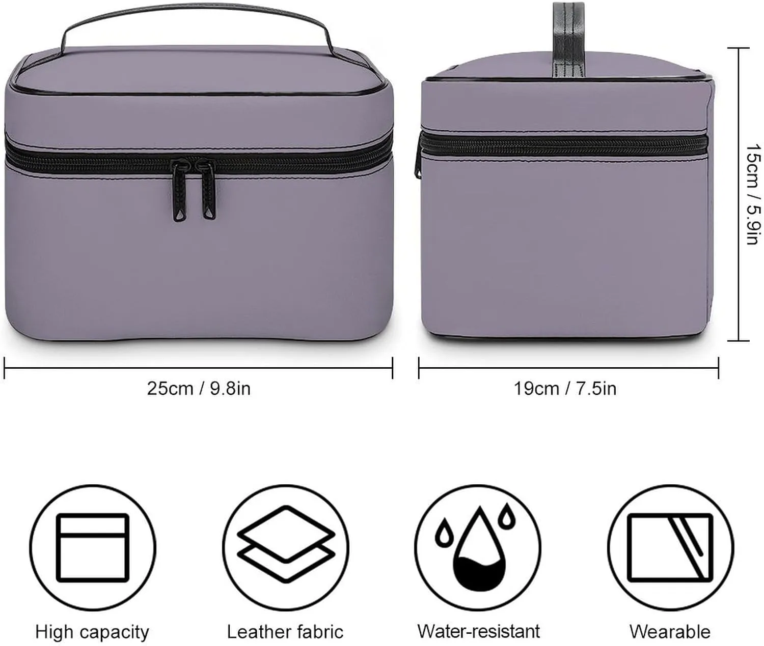 Travel Makeup Bag, Simple Lilac Cosmetic Bags for Women Large Capacity Waterproof Toiletry Bag Make up Organizer