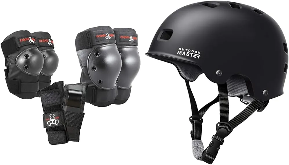 Triple Eight Saver Series Pad Set with Skateboard Cycling Helmet - Two Liners Ventilation Multi-Sport for Kids, Youth & Adults