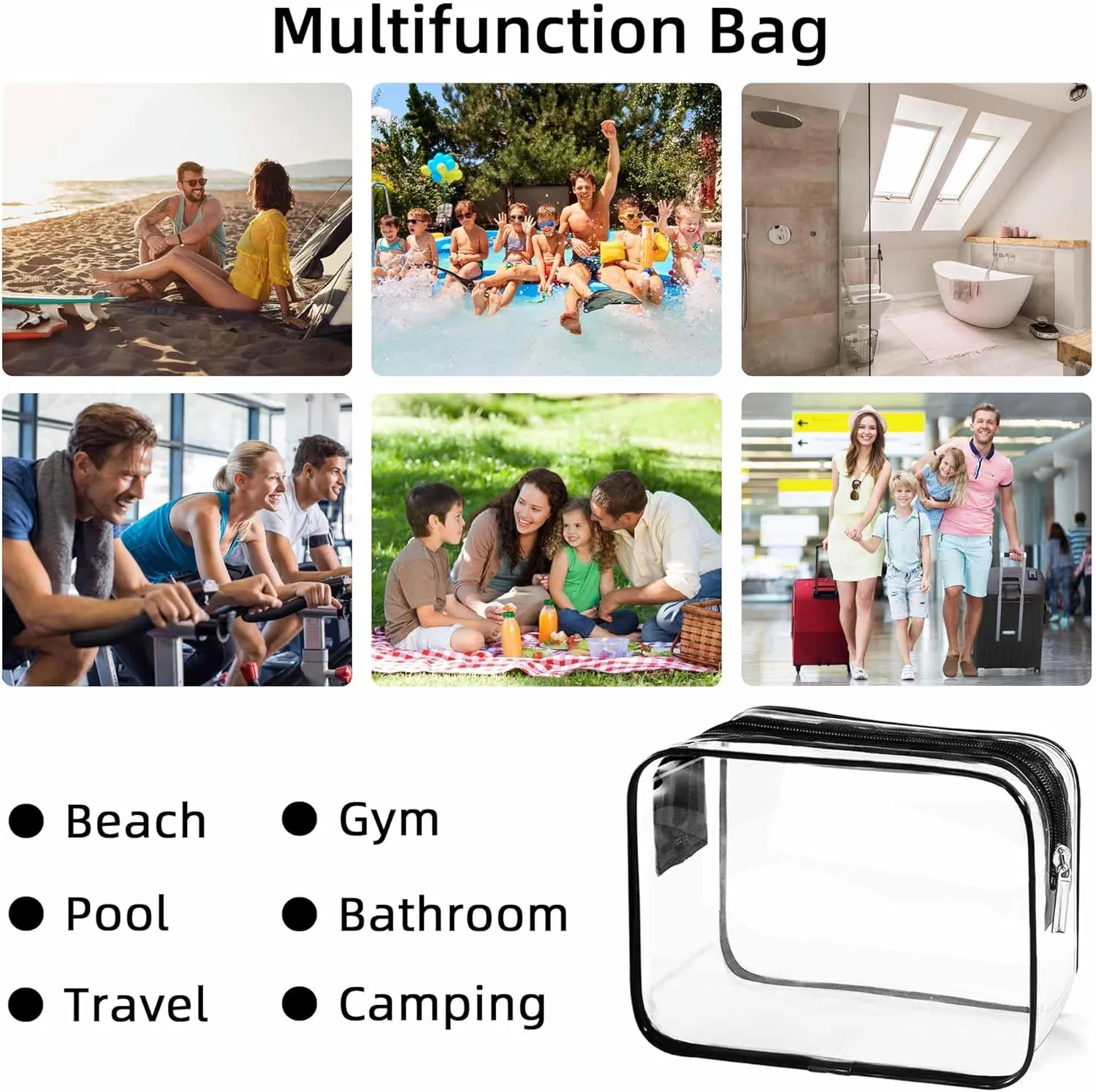 TSA Approved Toiletry Bag, Clear Travel Toiletry bag, Travel Makeup Cosmetic Bag Set for Women Men, Portable Toiletry Bag for Travel, Bathroom and Organizing (black 12 pcs)