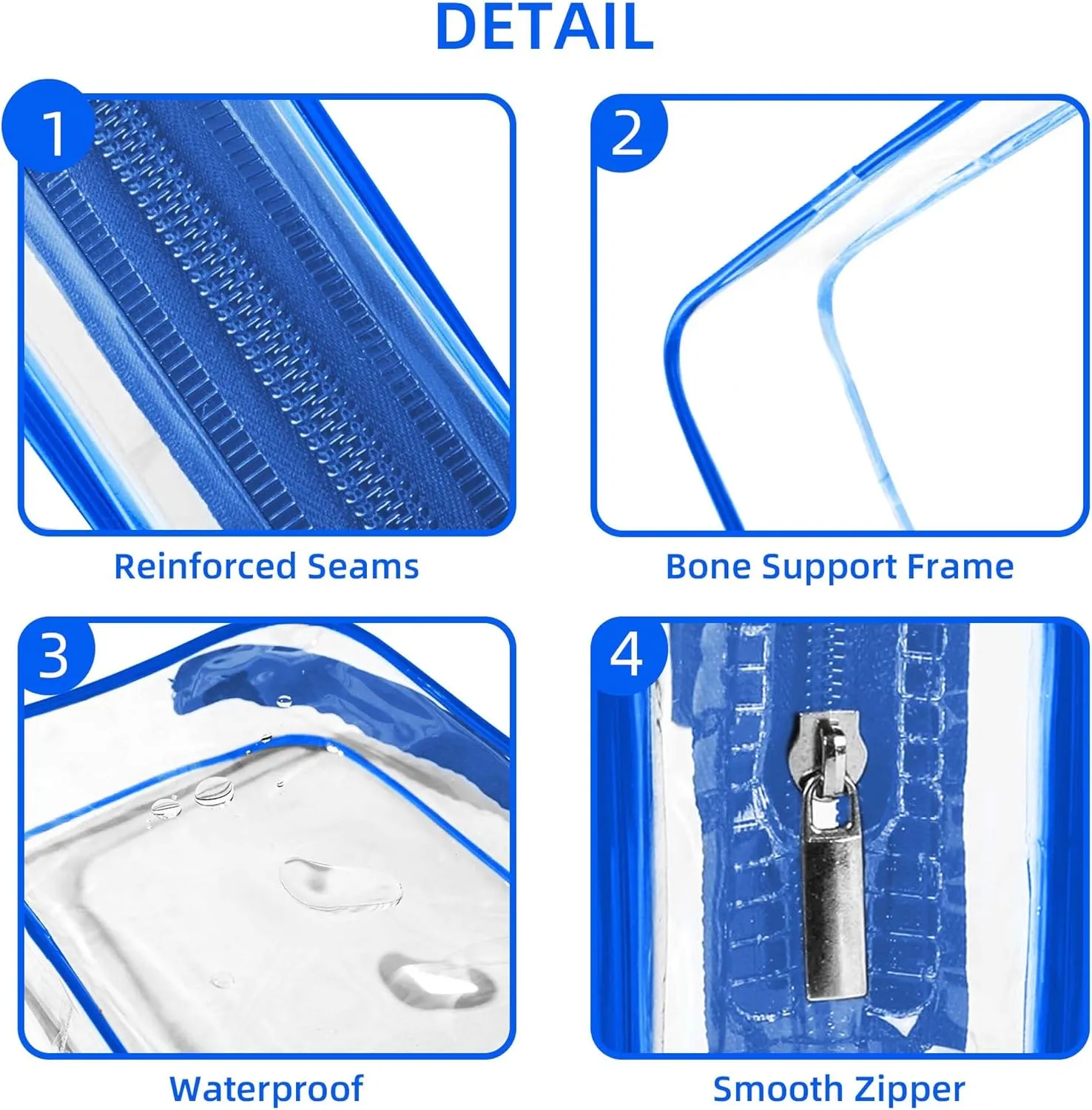 TSA Approved Toiletry Bag, Clear Travel Toiletry bag, Travel Makeup Cosmetic Bag Set for Women Men, Portable Toiletry Bag for Travel, Bathroom and Organizing (blue 12 packs)