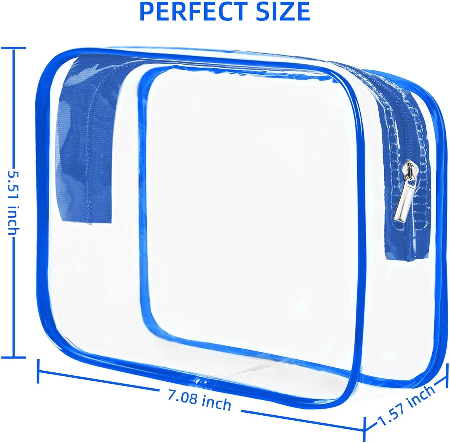 TSA Approved Toiletry Bag, Clear Travel Toiletry bag, Travel Makeup Cosmetic Bag Set for Women Men, Portable Toiletry Bag for Travel, Bathroom and Organizing (blue 12 packs)
